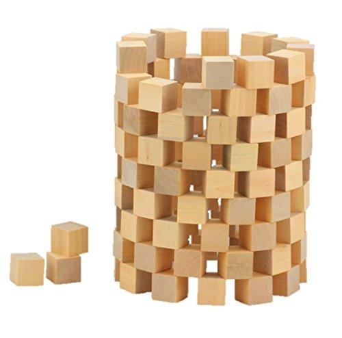 ST TS 木製 積み木 キューブ ブロック天然 原木 無着色 子供 算数 体積 図形問題 小学生 つみき 100個セット