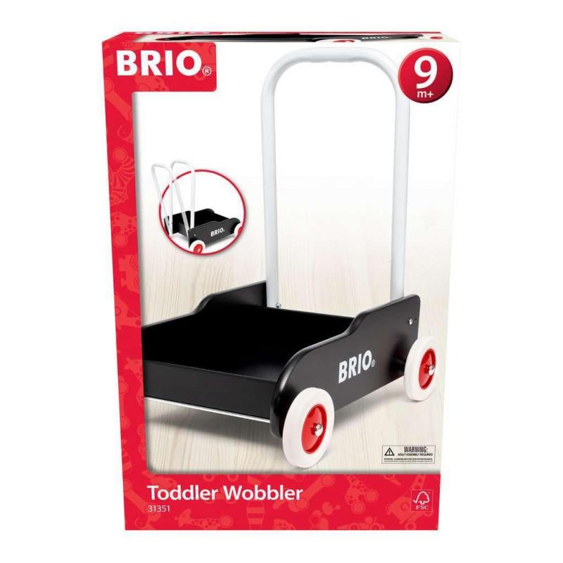 BRIO ( ブリオ ) 手押し車 レッド 対象年齢 9か月~( カタカタ ワゴントイ 木製 おもちゃ 知育玩具 歩行練習 ) 31350 (ブラック)