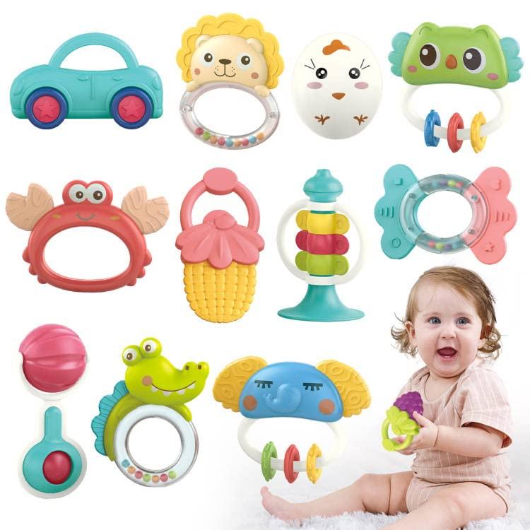 Qizebaby 赤ちゃんのおもちゃ がらがらのおもちゃ 12PCSの歯のおもちゃ 新生児用プレイセット 知育 おしゃぶり＆ラトル ベビー 6ヶ月 3ヶ