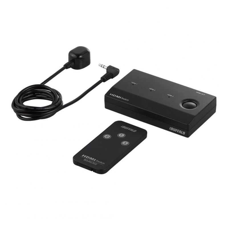 バッファロー HDMI 切替器 3入力1出力 リモコン付 【 Nintendo Switch / PS4 / PS5 メーカー動作確認済み 】 BSAK302