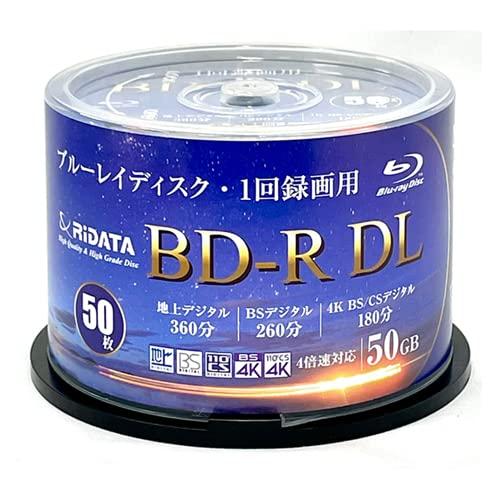 ・RiDATA （ライデータ） 1回録画用 片面2層 ブルーレイディスク ホワイトプリンタブル BD-R DL 50GB 50枚 RiTEK BR260EPW4X.50SP