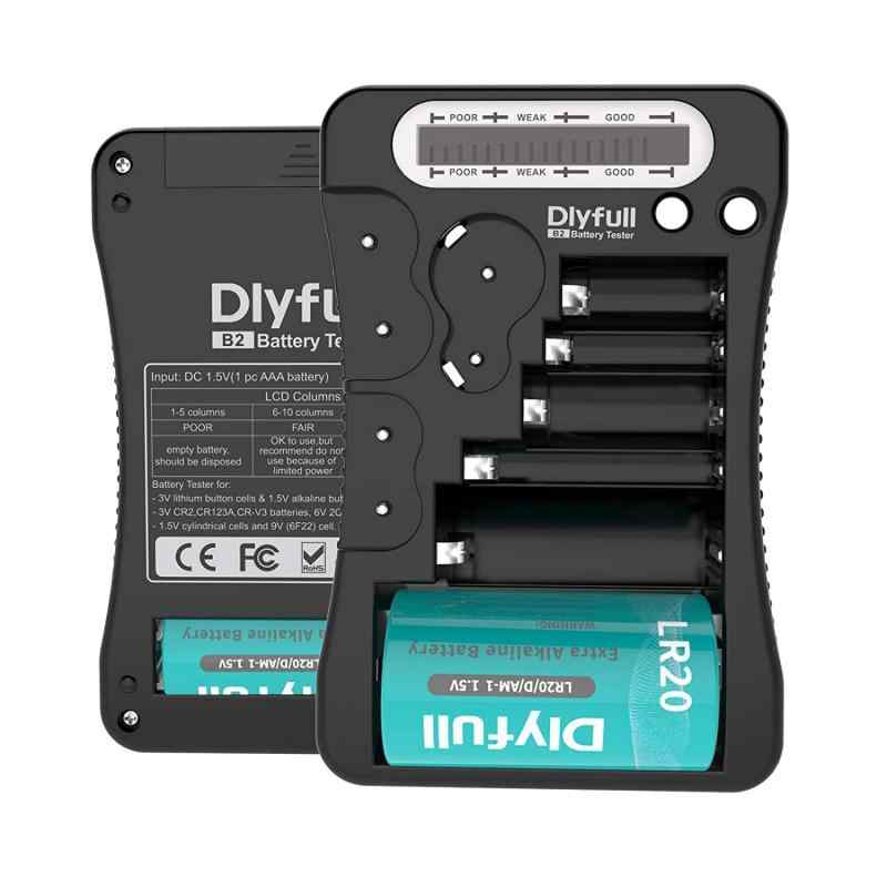 Dlyfull 電池チェッカー 乾電池 LCD液晶画面 バッテリーチェッカー 残量 チェッカー テスター 単1 単2 単3 単4 単5 9Vに対応 バッテリー