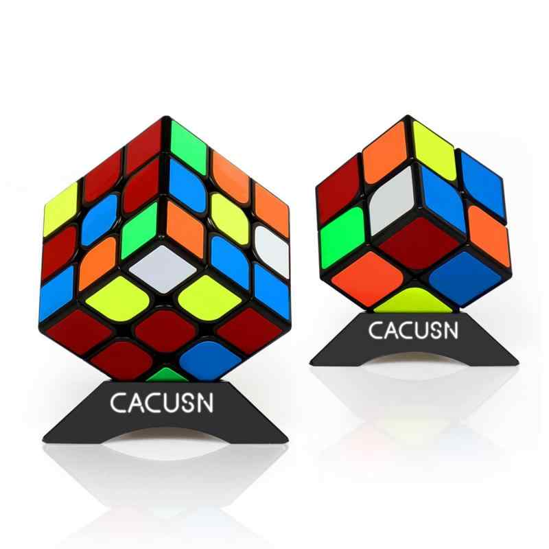 CACUSN 立体パズル 回転スムーズ 競技用キューブ 世界基準配色 スタンド付き 2個セット (ステッカー 2×2、3×3)
