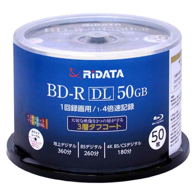 【MID:MEI-T02-001 記録面Panasonic品質】RiDATA(アールアイデータ) 1回録画用 ブルーレイディスク BD-R DL 50GB 50枚 ホワイトプリンタ