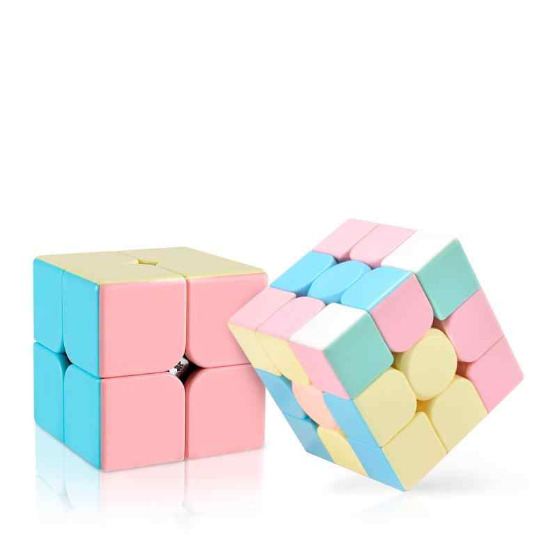 マカロンキューブ マジックキューブ 魔方 2×2 3×3 4×4 5×5 立体パズル Magic Cube Set 競技専用 脳トレ 知育玩具 マカロン式 (2個セ