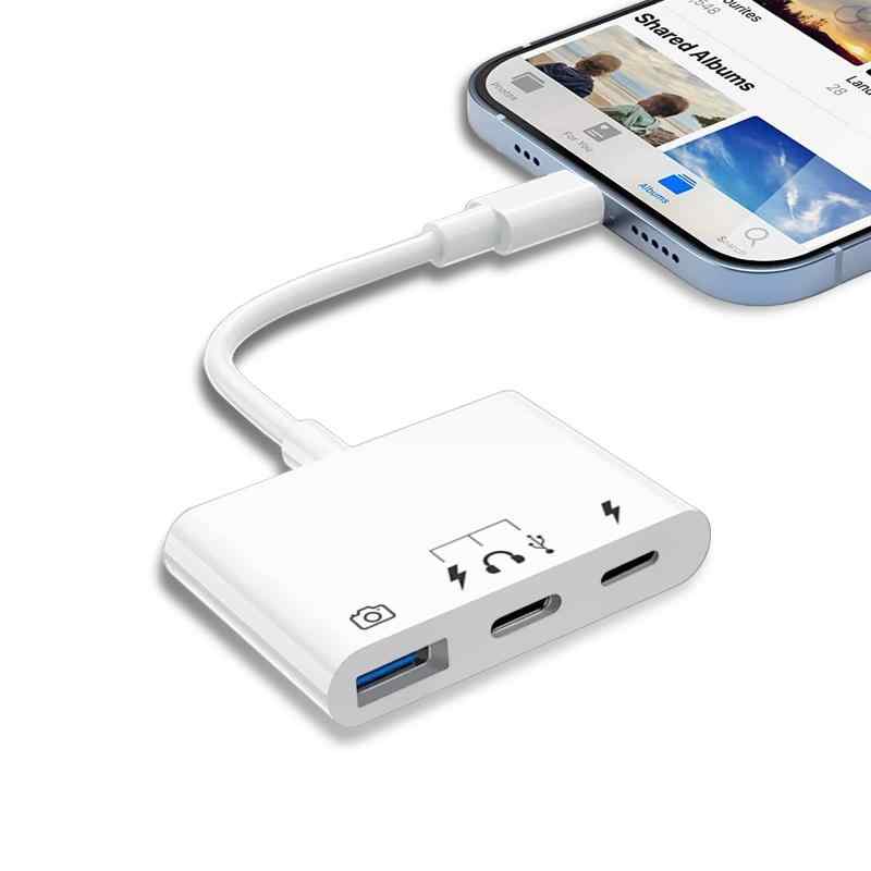 【令和進化モデル】iPhone/iPadに適用 USB Type-C 変換アダプタ 3in1 USB3.0/OTG カメラアダプタ タイプCヘッドセットアダプタ 充電ポー