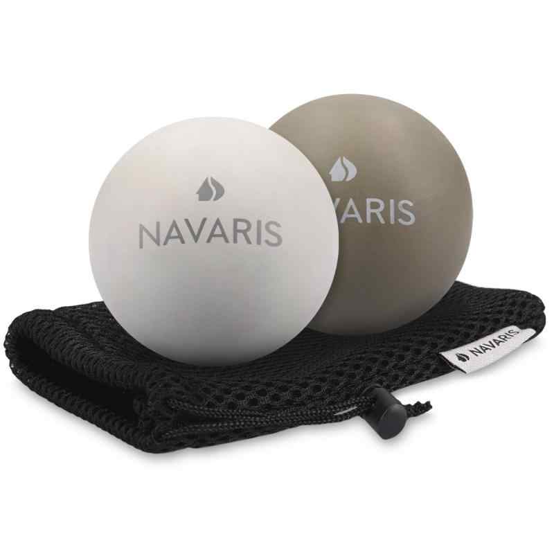 Navaris ストレッチボール 2個セット ラクロスボール ヨガボール - トリガーポイント ボール 2つの硬さ ふくらはぎ 首 - 肩甲骨 グレー