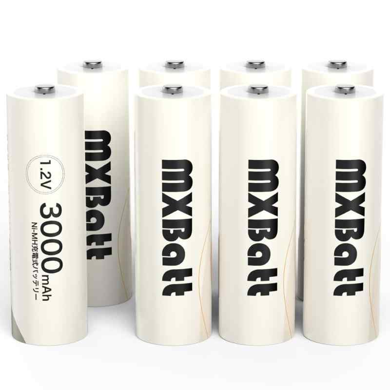 MXBatt 充電池 ニッケル水素電池 単3電池 充電式 LCD急速充電器セット (単3 ニッケル水素充電池8本)