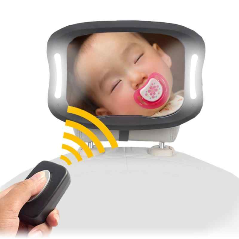 ベビーミラー LED ライト 車用 ルームミラー 赤ちゃん 後部座席 補助ミラー 角度調整 飛散防止 K-MIRA04