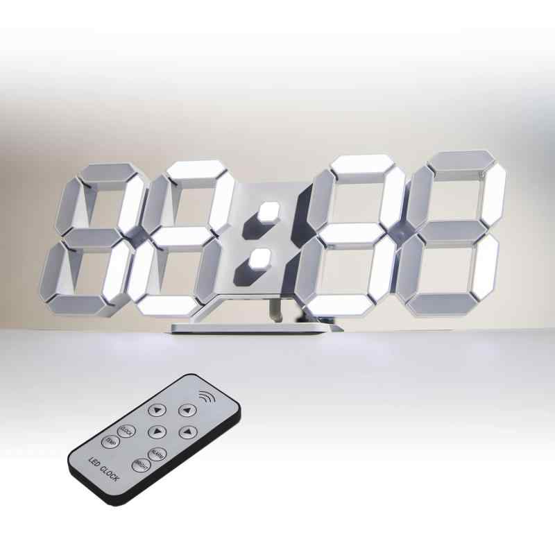 KOSUMOSU デジタル時計 3D LED時計 置き時計 壁掛け時計 掛け時計 目覚まし時計 音なし9.7インチリモコン付きナイトランプ年/月/日温度表