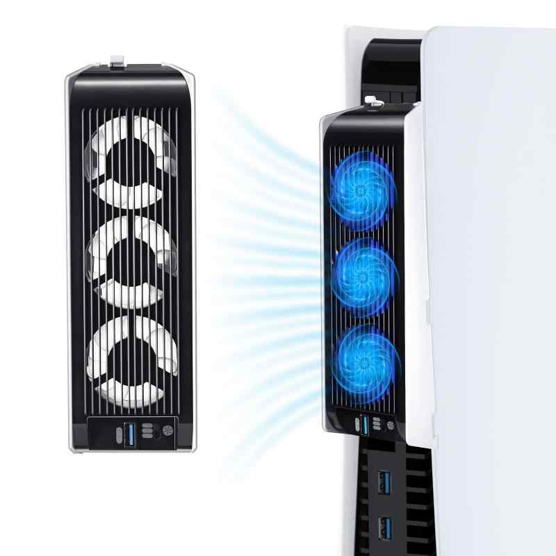 PS5 冷却ファン PS5用アクセサリー 冷却装置 LEDライト付き ディスク/デジタル版の両方に対応 効率的な冷却システム ps5 周辺機器