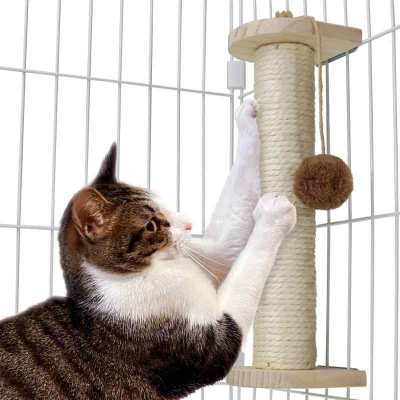 POOKIE 猫 ケージ用 爪とぎ おもちゃ 付き スクラッチャー 爪みがき 取り替え可能 ストレス解消 木製 工具付き ケージ つめとぎ