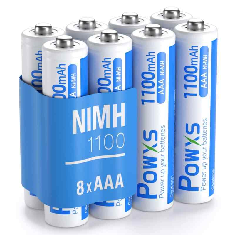 POWXS 単三電池 充電式 ニッケル水素電池 2800mAh 約1500回使用可能 ケース2個付き8本入り 低自己放電 液漏れ防止 単３充電池 充電式電池