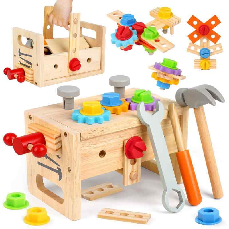 組み立て おもちゃ 男の子 女の子 3 4 5 6歳誕生日 プレゼント モンテッソーリ 工具 大工 おもちゃさんセット 木のおもちゃ ランキング