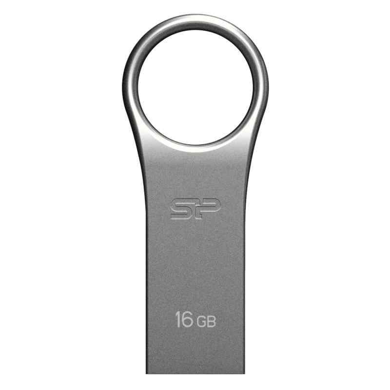 シリコンパワー USBメモリ USB2.0 防水 防塵 耐衝撃 亜鉛 合金デザイン Firma F80シリーズ (16GB, シルバーグレイ)
