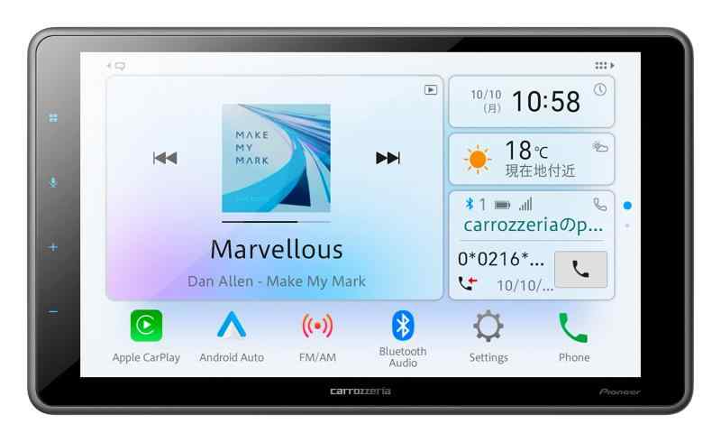 Pioneer パイオニア ディスプレイオーディオ DMH-SF500 9インチ フローティング 1DIN AppleCarPlay AndroidAuto対応 Bluetooth USB iPod