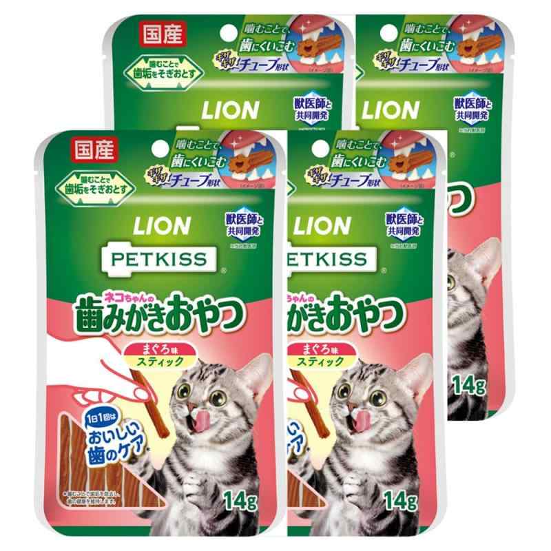 ライオン (LION) ペットキッス (PETKISS) 猫用おやつ ネコちゃんの歯みがきおやつ スティック まぐろ味 4個パック (まとめ買い)