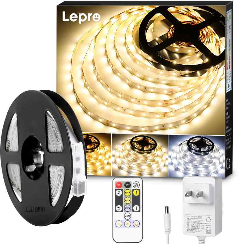 Lepro LED テープライト ledテープ 電球色・昼光色 明るさ調整 間接照明 リモコン付き 調光調色 イルミネーションライト 3pin 2835SMD カ