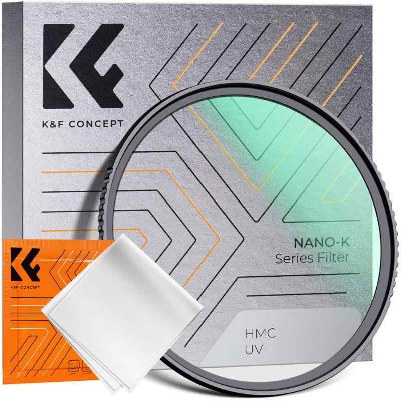 K & F Concept レンズ保護フィルター 1枚入るクリーニングクロス 高透過率 18層コーティング 撥水撥油防塵 キズ防止 紫外線カット 光学ガラ