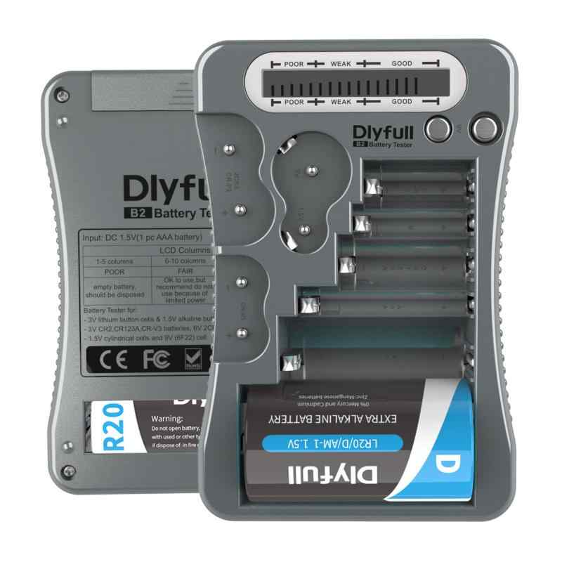 Dlyfull 電池チェッカー 乾電池 LCD液晶画面 バッテリーチェッカー 残量 チェッカー テスター 単1 単2 単3 単4 単5 9Vに対応 バッテリー