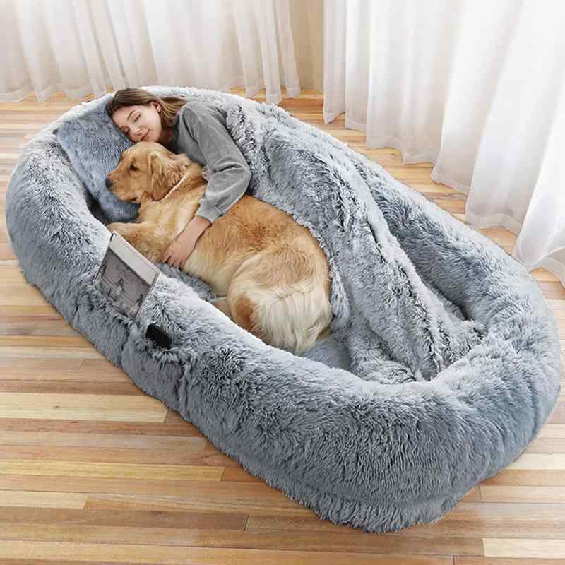 KOOPRO 超大型 ペット用 ベッド クッション 犬 ベッド 人間兼用ドッグベッド 毛布 枕付き 多頭飼い 大型 中型 小型 猫犬 高齢犬 子犬 猫