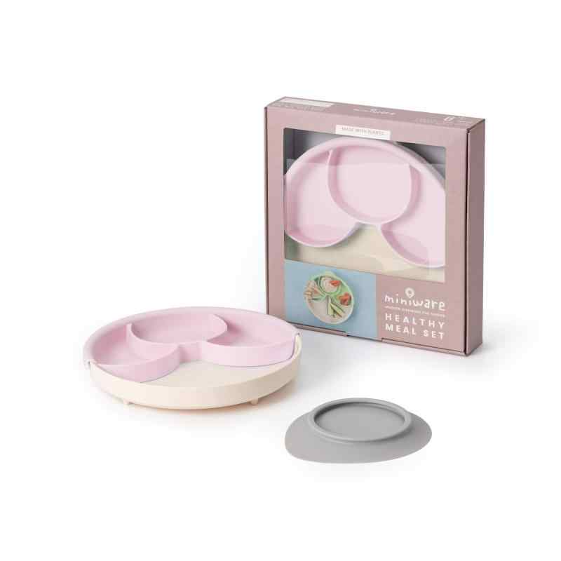 ティーレックス 出産祝い miniware 幼児と環境にやさしいキャッサバ由来の素材で作られたひっくり返らない食器 仕切り付きミールセット