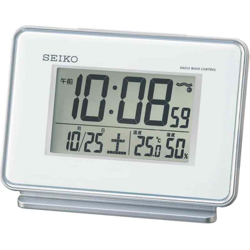 セイコークロック(Seiko Clock) セイコー クロック 目覚まし時計 電波 デジタル 2チャンネル アラーム カレンダー 温度 湿度 表示 白 SQ7