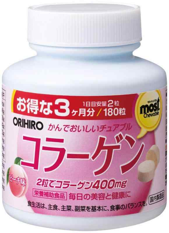 オリヒロ MOSTチュアブル コラーゲン 180粒 90日分 コラーゲンペプチド L-アルギニン L-プロリン L-シスチン ビタミンB2 ビタミンB6 パン