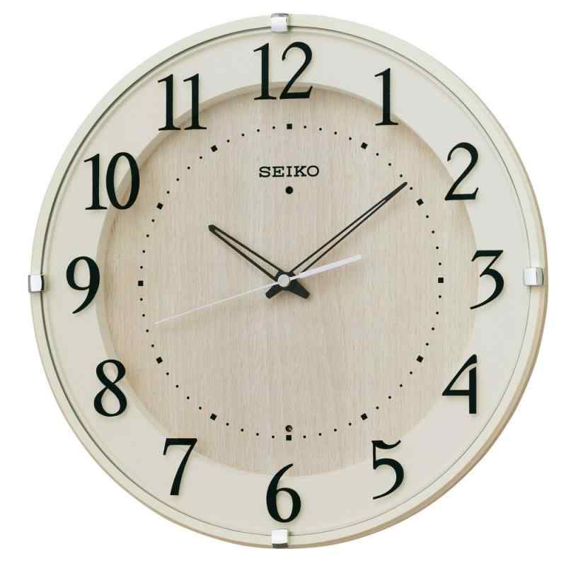 セイコークロック(Seiko Clock) 掛け時計 ナチュラル 電波 アナログ アイボリー 直径320x46mm KX397A